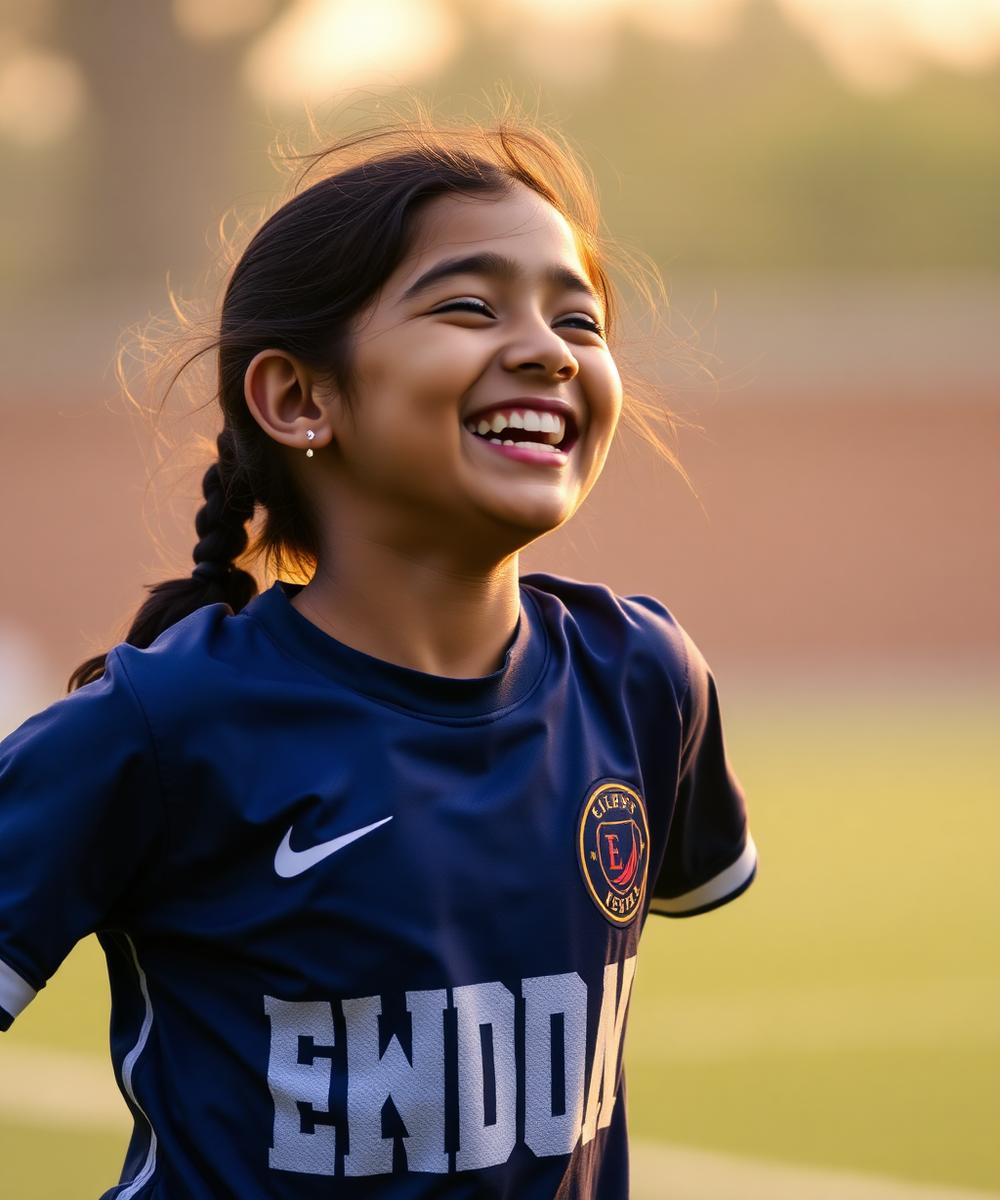 Young athlete laughing during play