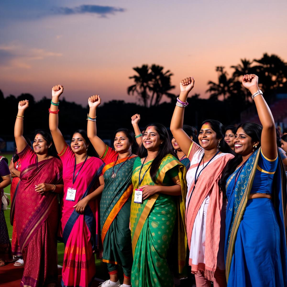 Community women celebrating together
