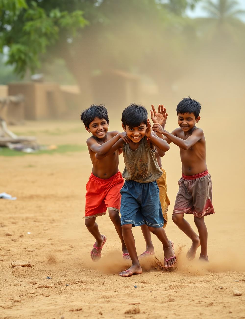 Children playing kabaddi outdoors
