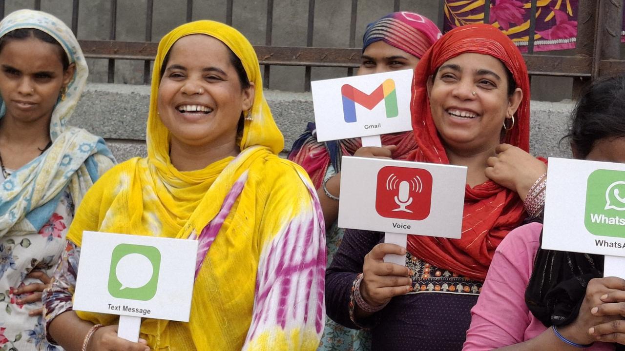 Women sharing how they communicate in their community