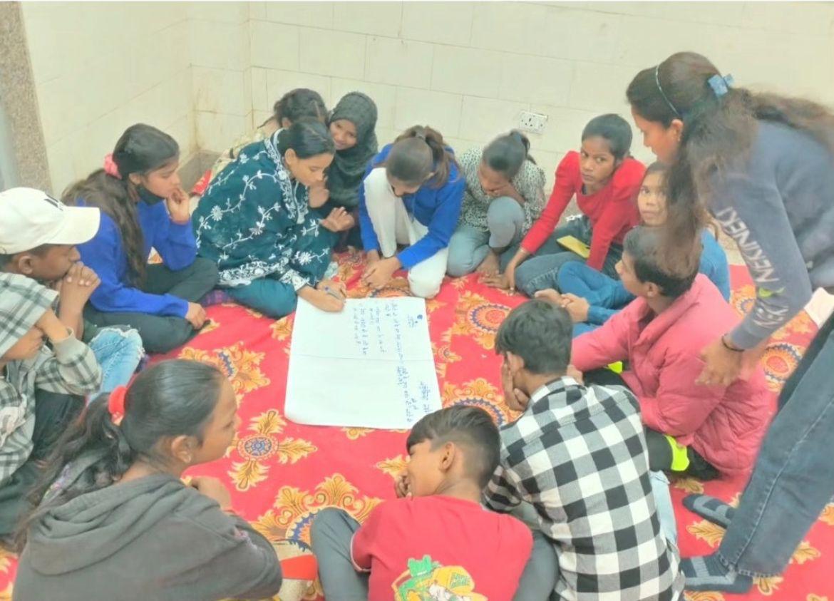 Young people collaborating in a safe group session