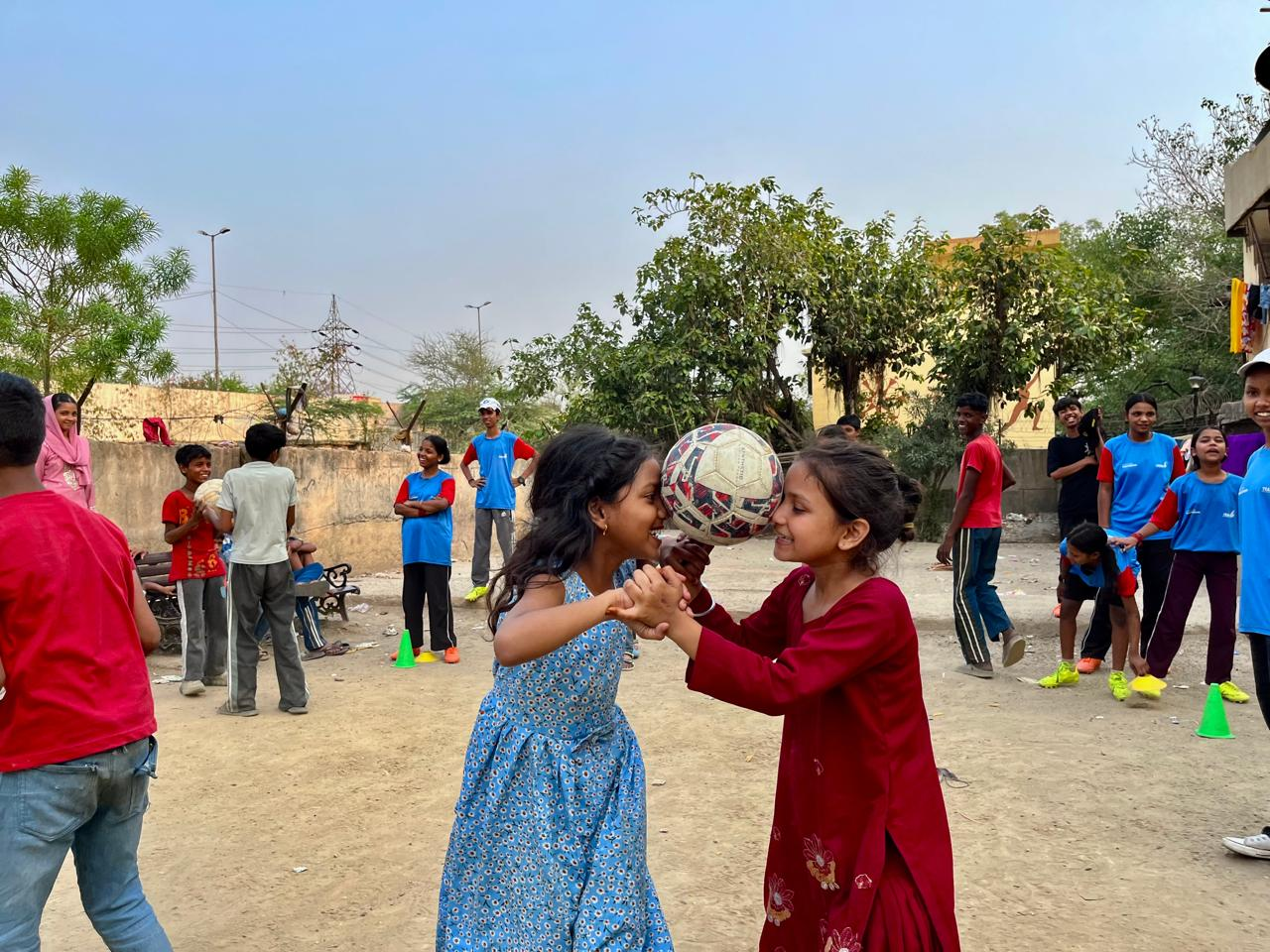 Young people learning teamwork through play